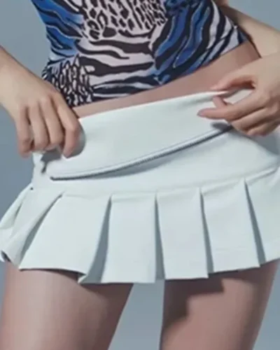 American Spicy Girl Super Short Skirt 2024 Summer New High Belt Bottom Pants Anti Shining Half Body Mini Pleated Skorts YC58