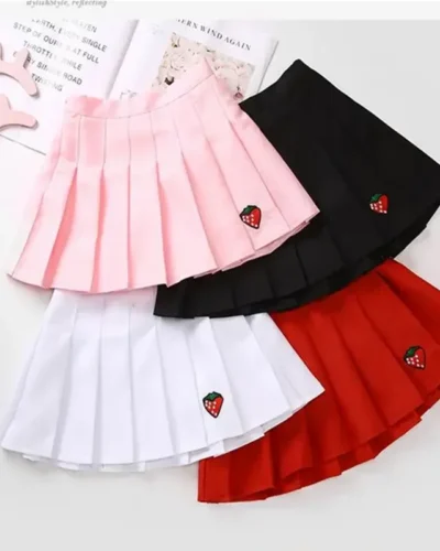 Girl Pleated Skirts School Children Clothing 2 4 6 8 10 12 13 14 Years Baby Girl Skirt with Shorts Pink Student Kids Tutu Skirt