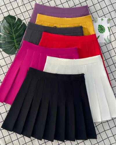 Women's Skirt Summer Clothes Pink Korean Style Preppy School Uniform For Girls Black Pleated Mini Tennis Skirts With Shorts