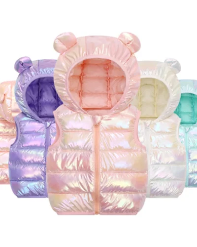 Autumn Winter Children Warm Down Vest Baby Cotton Waistcoat Kids Outerwear Vest Children Clothing Boys Girls Hooded Jackets Coat
