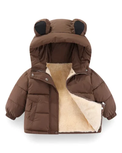 1pcs Boy Girl Coat Baby Winter Thick Down Jackets Kids Warm Plush Thicken Outerwear Clothes Fur Hooded Jacket Children Snowsuit