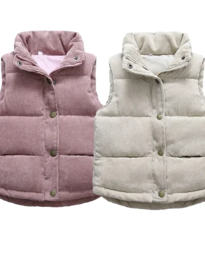 2023 Autumn Children Warm Thicken Vest Baby Cotton Waistcoat Kids Outerwear Coat Children Clothing Boys Girls Brand Jackets Vest