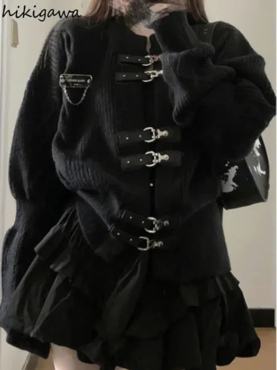 Korean Cardigan Jackets 2025 Women's Clothing Sueter De Mujer Fashion Knitwears Skirts Sets Sweater Coat Y2k Clothes Pull Femme