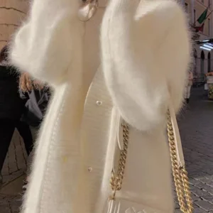 High Quality Women's Mink Cashmere Cardigan Sweater Coat Korean Autumn Fashion V-Neck Knitted Mohair Thick Loose Sweater Coat