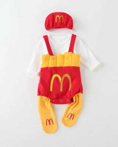 0-3T Ins Baby Romper with Hat Boys Girls French Fries Onesie M Cartoon Newborn Infants Cotton Clothes Baby's Photography Outfit