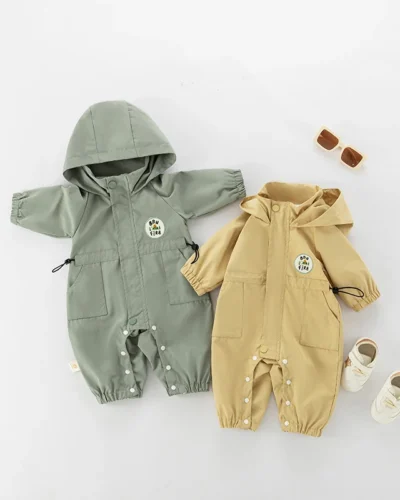 MILANCEL ﻿Autumn Baby Romper Outdoor Jacket 0-2Y Unisex Infant Casual Double-layer Hooded Jumpsuit Toddler Warm Outwear Clothes