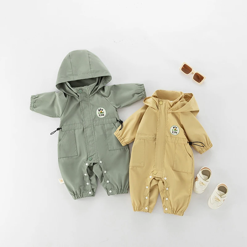 MILANCEL Autumn Baby Romper Outdoor Jacket 0-2Y Unisex Infant Casual Double-layer Hooded Jumpsuit Toddler Warm Outwear Clothes