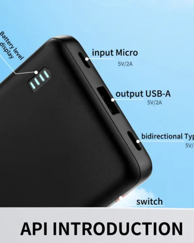 10000Mah Portable Power Bank, Outdoor Emergency Backup Battery Pack, Usb/Type-C Two-Way Charging/Micro, Suitable for Android, Android and Other Mobile Digital Equipment Category: Portable Power Bank