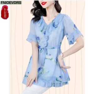 L-5XL Loose Clothes 2023 Women European Fashion Elegant Office Lady Work Ruffles Shirt Casual Tunic Peplum Tops And Blouses