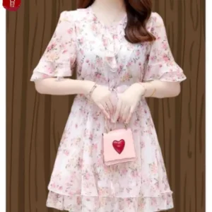 M-5XL 2023 Clothes Clothes Women European Style Elegant Basic Shirt Floral Print Retro Ruffles Belly Tunic Peplum Top Blouses