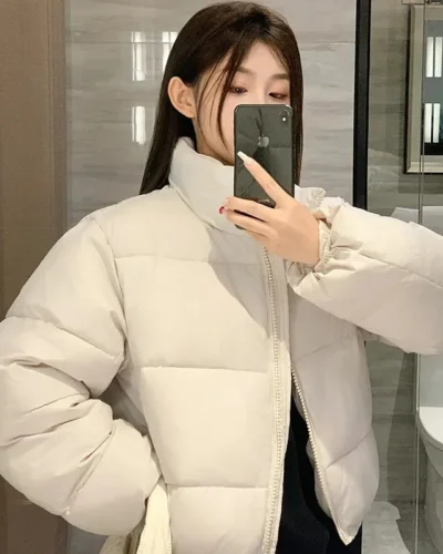 2024 Winter New Short Down Cotton Jackets Coat Women Parkas Casual Loose Drawstring Slim Puffer Jacket Outwear Preppy Clothes