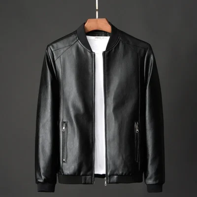 2023 Autumn New Men Black Biker PU Leather Coat Korean Fashion Men Pu Leather Jacket Trend Casual Fit Slim Baseball Clothes 8Xl