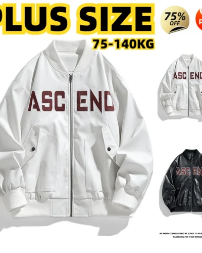 6XL 7XL 8XL Plus Size Leather Jacket Men PU Coats Black Baseball Oversize Bomber Motorcycle Autumn Camping Casual Male College