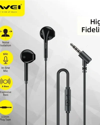 Awei PC-7 3.5mm Wired Headphones In Ear Headset Wired Earphones with Mic Bass Stereo Earbuds Sports In-line Control For Phones