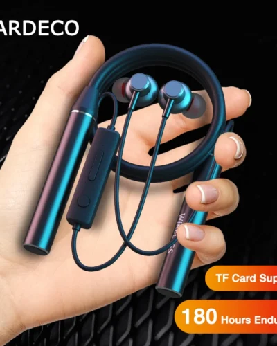 EARDECO 180 Hour Endurance Bluetooth Headphone Bass Wireless Headphones with Mic Stereo Neckband Earphones Sport Headset TF Card