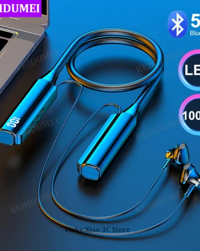 Bluetooth 5.3 Headphones Wireless Neckband Earphones HiFi Stereo Noise Reduction Headsets LED AI Assistant Waterproof Earbuds