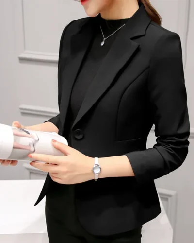 Black Women Blazer 2024 Formal Slim Blazers Lady Office Work Suit Pockets Jackets Coat Female Wine Notched Blazer Jackets Femme