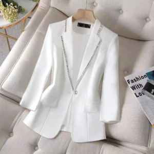 2022 Autumn Women's Blazer Paillettes Femme Summer Sunscreen Jacket White New Suit Jacket Women's Fashion Thin Black Cardigan