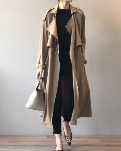 Johnature Korean Vintage Loose Sashes Women Trench 2025 Autumn New Loose Turn-down Collar Long All Match Female Coats