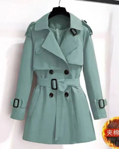 Trench Coat Women's mid length British style slimming down new 2023 Spring Autumn Cotton padded thickened coat for women Parka