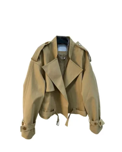 Workwear Short Style Little Fellow Loose Coat Female 2024 Autumn and Winter New Style Fallow All-match Advanced Trench Coat