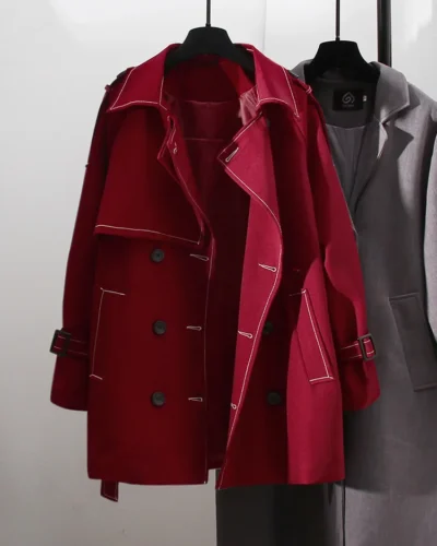 SuperAen Elegant Solid Color Trench Women's 2023 Autumn New England Style Vintage Turn-down Collar Loose Casual Coat