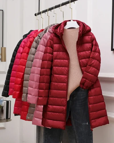 0-10℃ Hood Detachable Winter Coat for Women 2024 Female Puffer Down Jacket Portable Ultralight Long Feather Coat Chaqueta Mujer