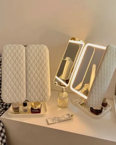 Trifold Makeup Mirror LED Lights Dorm Dressing Mirror Beauty Light up your fill light with Smart Complementary Makeup Mirror Tri