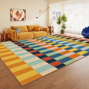 Minimalist Creative Dopamine Geometric Pattern Living Room Carpet Bedroom Room Floor Rugs Home Easy Repair Sofa Coffee Table Mat