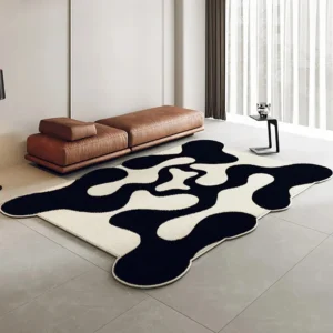 VIKAMA Minimalist Texture Faux Wool Carpet - Simple Plush Area Rug for Sofa & Bedroom, Durable Non-Slip Floor Mat Home Decor