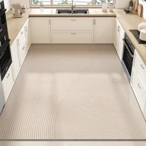 Kitchen Floor Mat Large Area Waterproof Carpet Pvc Leather Oil-proof Non-slip Foot Mats Line Minimalist Home Decoration Rug