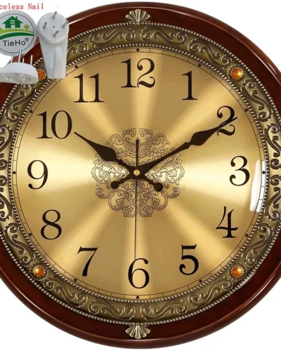 Solid Wood Silent Wall Clock, Round Classic Clocks, Vintage Clock, Living Room, Kitchen, Office, Home Decor, 12"