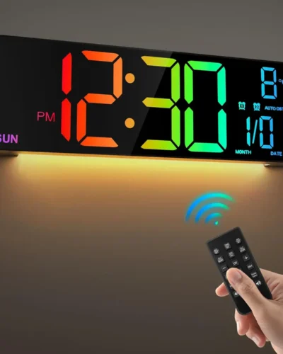 16.2'' Large Digital Wall Clock with Remote Control Big LED/Dual Alarm/8 RGB Colors Digital Alarm Clock Electronic Watch