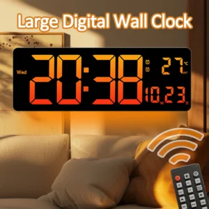 16 Inch Large Digital Wall Clock TEMP Date Week DST Remote Control LED Table Clock 12/24H Electronic LED Alarm Clock Home Decor