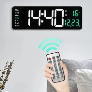 Large Digital Wall Clock Remote Control Temp Date Week Display Power Off Memory Table Clock Wall-mounted Dual Alarms LED Clocks