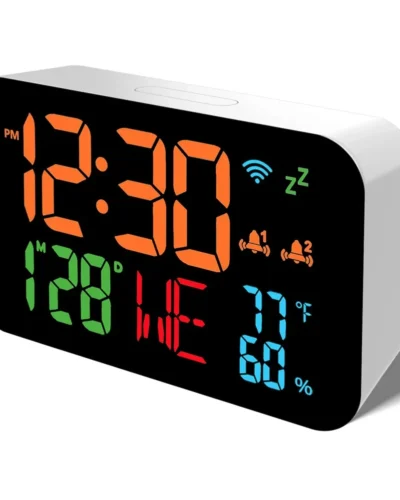 Tuya WiFi Desktop Clock Calendar Intelligent Thermometer Hygrometer with Digital LED Display Support WIFI Auto-Calibration