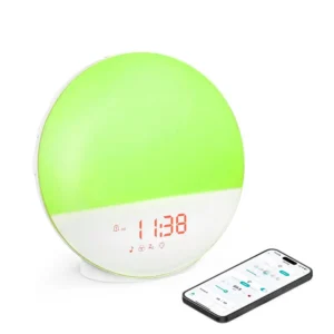 Smart Wake Up Light Alarm Clock Digital Desk Clock with Natural Sounds Bluetooth Speaker APP Control FM Radio Nightlight