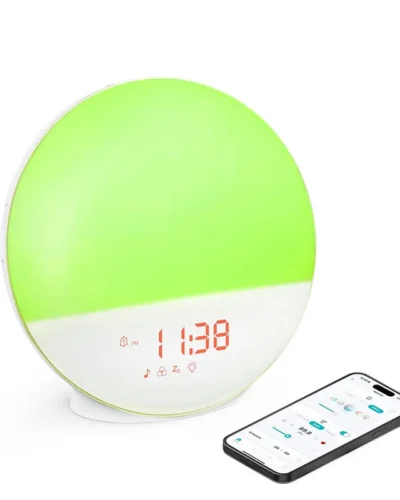 Smart Wake Up Light Alarm Clock Digital Desk Clock with Natural Sounds Bluetooth Speaker APP Control FM Radio Nightlight