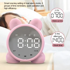 Cute Students Table Clock Bluetooth Intelligent Speaker Alarm Clock Led Digital Clock Wake Up Temperature clock For gift