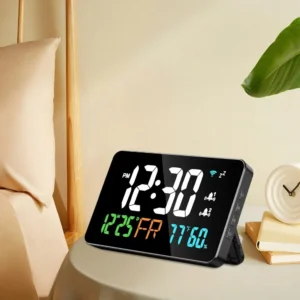 Tuya WiFi Desktop Clock Calendar Intelligent Thermometer Hygrometer with Digital LED Display Support WIFI Auto-Calibration