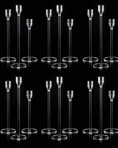 18PCs Candlestick Holder Clear Taper Candle Holders Set Candle Holders for Candlesticks Acrylic Candle Stand for Events Party