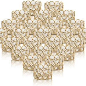 24PCS Crystal Gold Votives Candle Holder Elegant Decorative Tealight Candle Holders for Weddings Parties Chirstmas Gifts