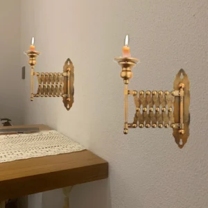 Vintage Expanding Taper Candle Holder, Antique Wall-Mounted Candlestick Sconce for Living Room, Bedroom & Fireplace Decor