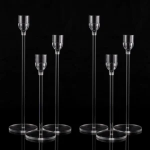 6PCs Acrylic Candle Holders Centerpieces for Table Taper Candle Holder for Wedding Decor Dining Room Halloween Christmas Decor