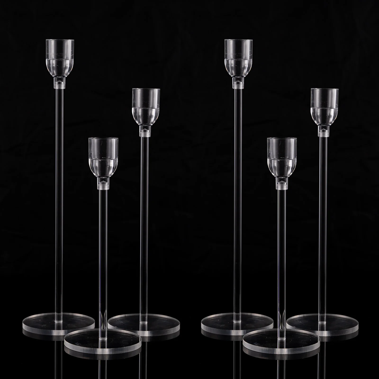 6PCs Acrylic Candle Holders Centerpieces for Table Taper Candle Holder for Wedding Decor Dining Room Halloween Christmas Decor