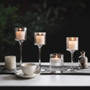 3PCS/SET Long Clear Glass Candle Stick Holder for Table Decor Transparent Candelabra for Home Party Decorative Accessories