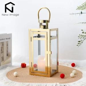Stainless Steel Candle Holder Lanterns Gold Hanging Lantern Metal Candlestick Light for Indoor Outdoor Weddings Party Home Decor