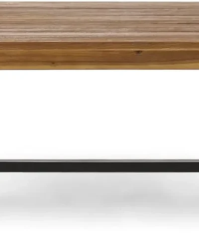 Carlisle Outdoor Acacia Wood Coffee Table, Sandblast/Rustic Metal