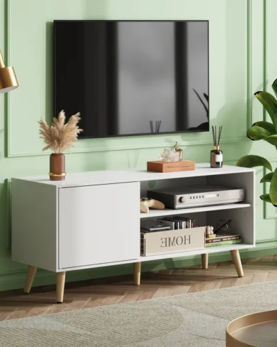 GALAXHERO TV Stand for 55 Inch TV Mid Century Modern TV Console with Storage Cabinet Entertainment Center for Living Room