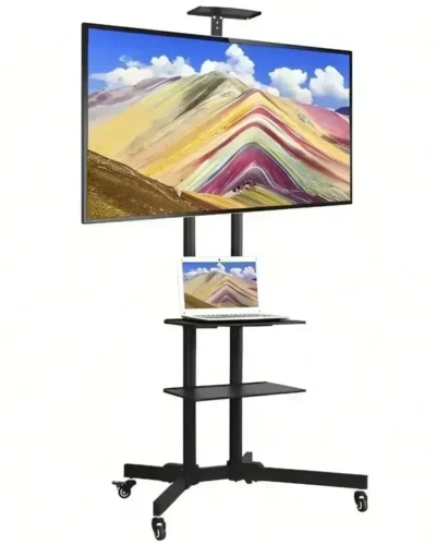Height Adjustable Mobile TV Stand Mount Universal Flat Screen Rolling TV Cart